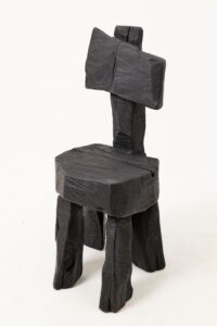 Brutalist Sculptural Chair, Carved, Solid Wood, Oak, Black, Rustic, Logniture, gallery view 2