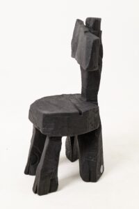 Brutalist Sculptural Chair, Carved, Solid Wood, Oak, Black, Rustic, Logniture, gallery view 4