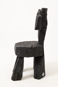 Brutalist Sculptural Chair, Carved, Solid Wood, Oak, Black, Rustic, Logniture, gallery view 5