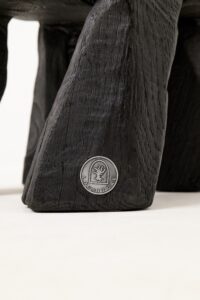 Brutalist Sculptural Chair, Carved, Solid Wood, Oak, Black, Rustic, Logniture, gallery view 7