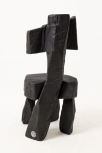 Brutalist Sculptural Chair, Carved, Solid Wood, Oak, Black, Rustic, Logniture, gallery view 8