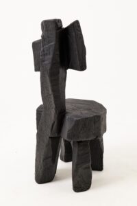 Brutalist Sculptural Chair, Carved, Solid Wood, Oak, Black, Rustic, Logniture, gallery view 9