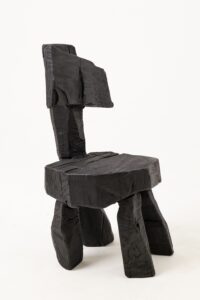 Brutalist Sculptural Chair, Carved, Solid Wood, Oak, Black, Rustic, Logniture, gallery view 11