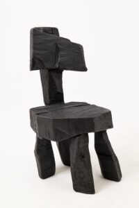 Brutalist Sculptural Chair, Carved, Solid Wood, Oak, Black, Rustic, Logniture, gallery view 12