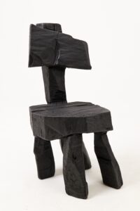 Brutalist Sculptural Chair, Carved, Solid Wood, Oak, Black, Rustic, Logniture, gallery view 13