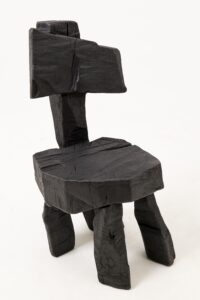 Brutalist Sculptural Chair, Carved, Solid Wood, Oak, Black, Rustic, Logniture, gallery view 14