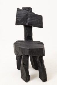 Brutalist Sculptural Chair, Carved, Solid Wood, Oak, Black, Rustic, Logniture, gallery view 15