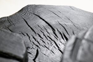 Sculptural Coffee Table, Rustic, Burnt Black Wood, Carved, Handmade, gallery view 6