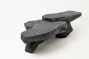 Sculptural Coffee Table, Rustic, Burnt Black Wood, Carved, Handmade, gallery view 8