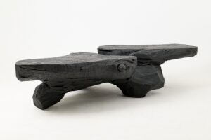 Sculptural Coffee Table, Rustic, Burnt Black Wood, Carved, Handmade, gallery view 9
