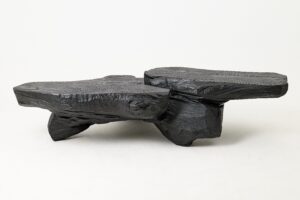 Sculptural Coffee Table, Rustic, Burnt Black Wood, Carved, Handmade, gallery view 11
