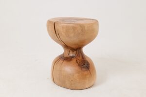 Sculptural Side Table, Stool, Solid Wood, Walnut, Contemporary Design, main view