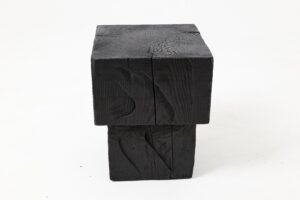 Sculptural Hardwood Side Table, Stool, Charred Wood, Hand-Carved, gallery view 6