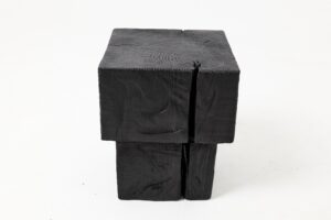 Sculptural Hardwood Side Table, Stool, Charred Wood, Hand-Carved, gallery view 8