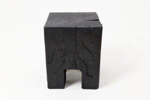Sculptural Hardwood Side Table, Stool, Charred Wood, Hand-Carved, gallery view 10