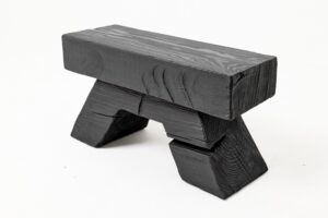 Sculptural Hardwood Stool, Side Table, Charred Wood, Hand-Carved, Logniture, gallery view 4