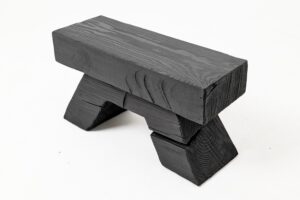 Sculptural Hardwood Stool, Side Table, Charred Wood, Hand-Carved, Logniture, gallery view 5