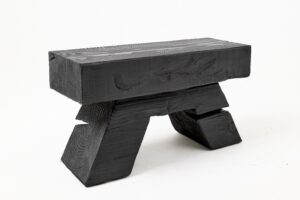Sculptural Hardwood Stool, Side Table, Charred Wood, Hand-Carved, Logniture, gallery view 6