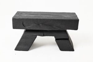 Sculptural Hardwood Stool, Side Table, Charred Wood, Hand-Carved, Logniture, gallery view 7