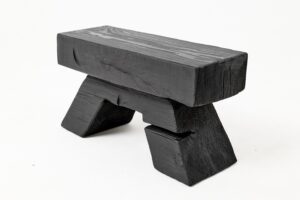 Sculptural Hardwood Stool, Side Table, Charred Wood, Hand-Carved, Logniture, gallery view 8