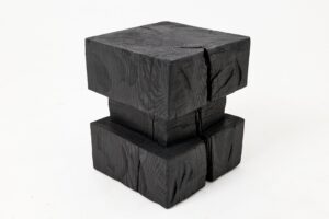 Ebonized Solid Wood Sculptural Stool / Side Table, Logniture, main view
