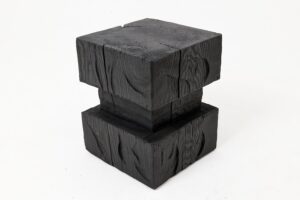 Ebonized Solid Wood Sculptural Stool / Side Table, Logniture, gallery view 6