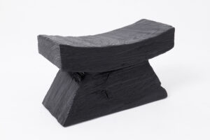 Brutalist Sculptural stool, burnt wood, oak, Logniture