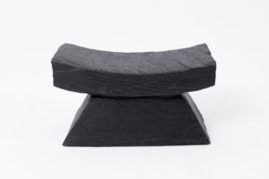 Brutalist Sculptural stool, burnt wood, oak, Logniture
