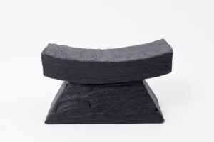 Brutalist Sculptural stool, burnt wood, oak, Logniture